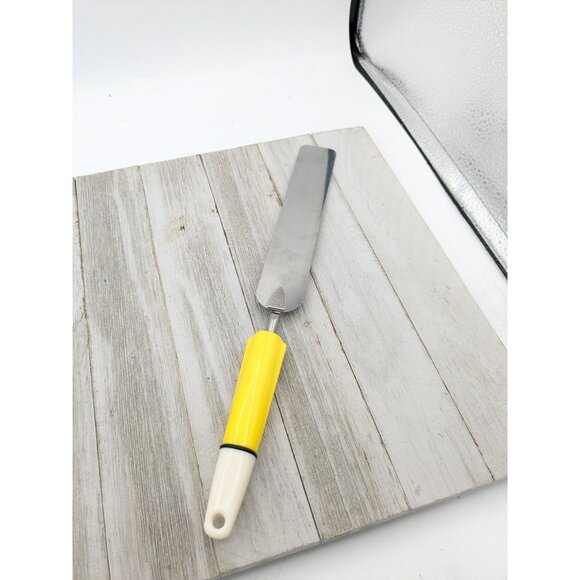Vintage Ekcoline Stainless Steel Solid Icing Spatula Yellow Handle 12" - Picture 1 of 7